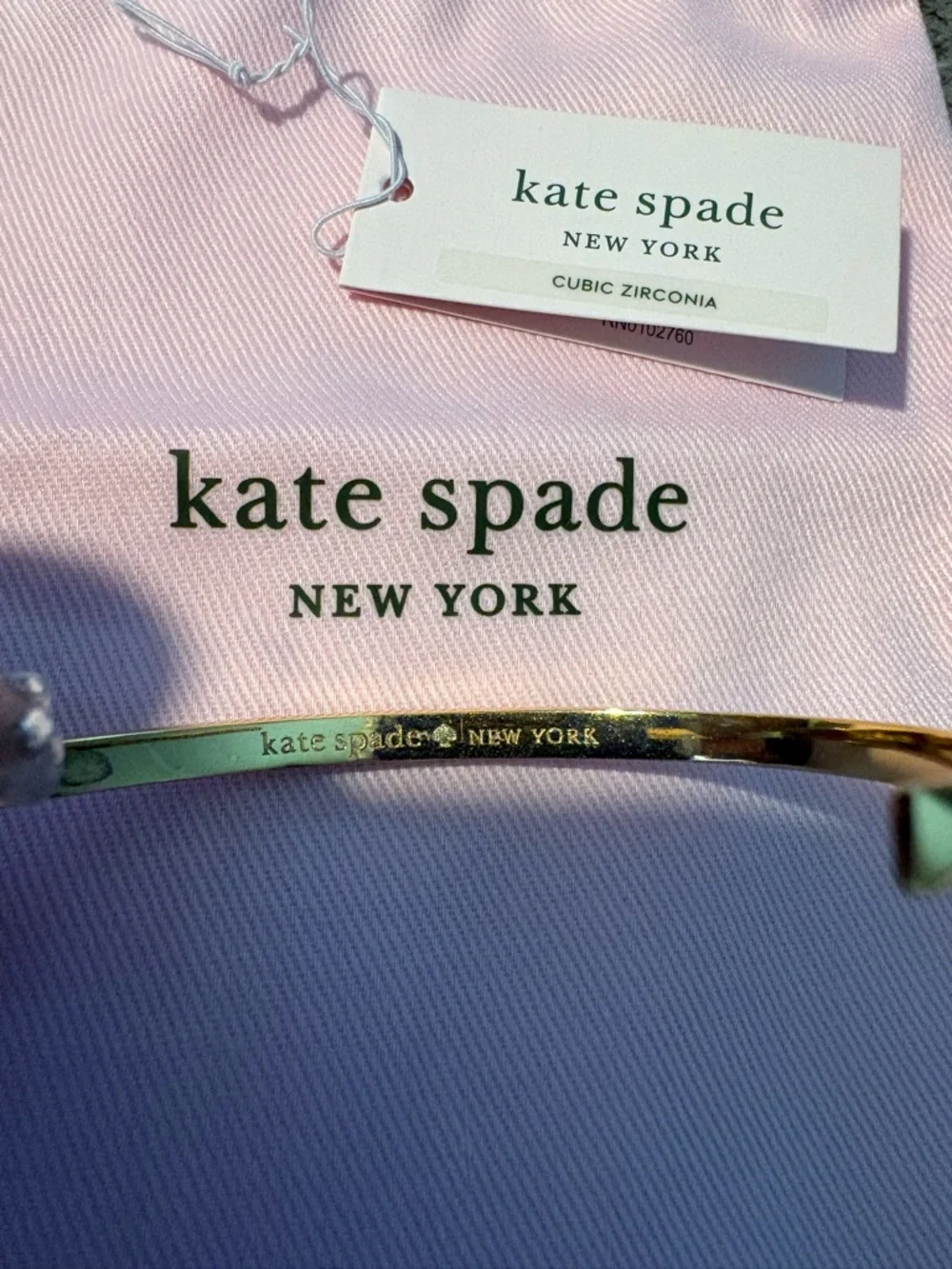 KATE SPADE Gold Open-Ended Cuff with cubic zirconia stones NWT - Picture 2 of 4